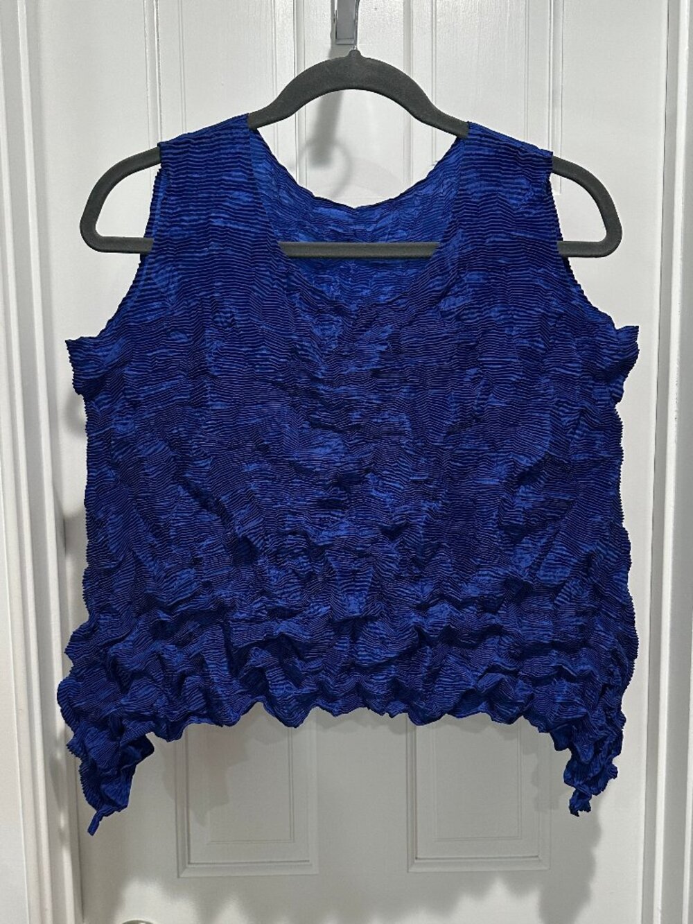 ISSEY MIYAKE ME ROYAL BLUE CRUSHED PLEAT TOP